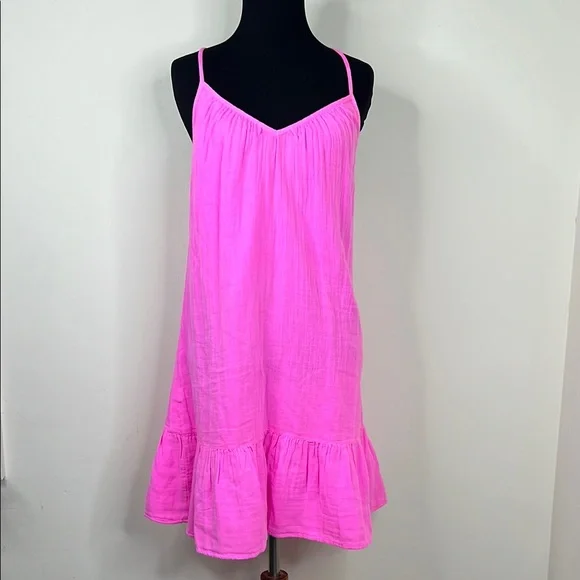 VINEYARD VINES Pink Neon Confetti Strappy Cross Back Coverup Dress XXS - Picture 1 of 7